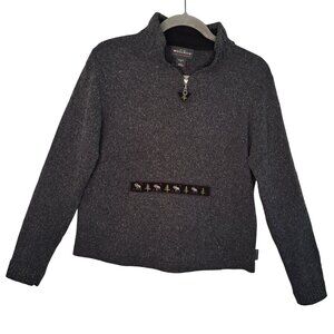 Woolrich Quarter Zip Gray Moose Embroidered Pullover Size Small